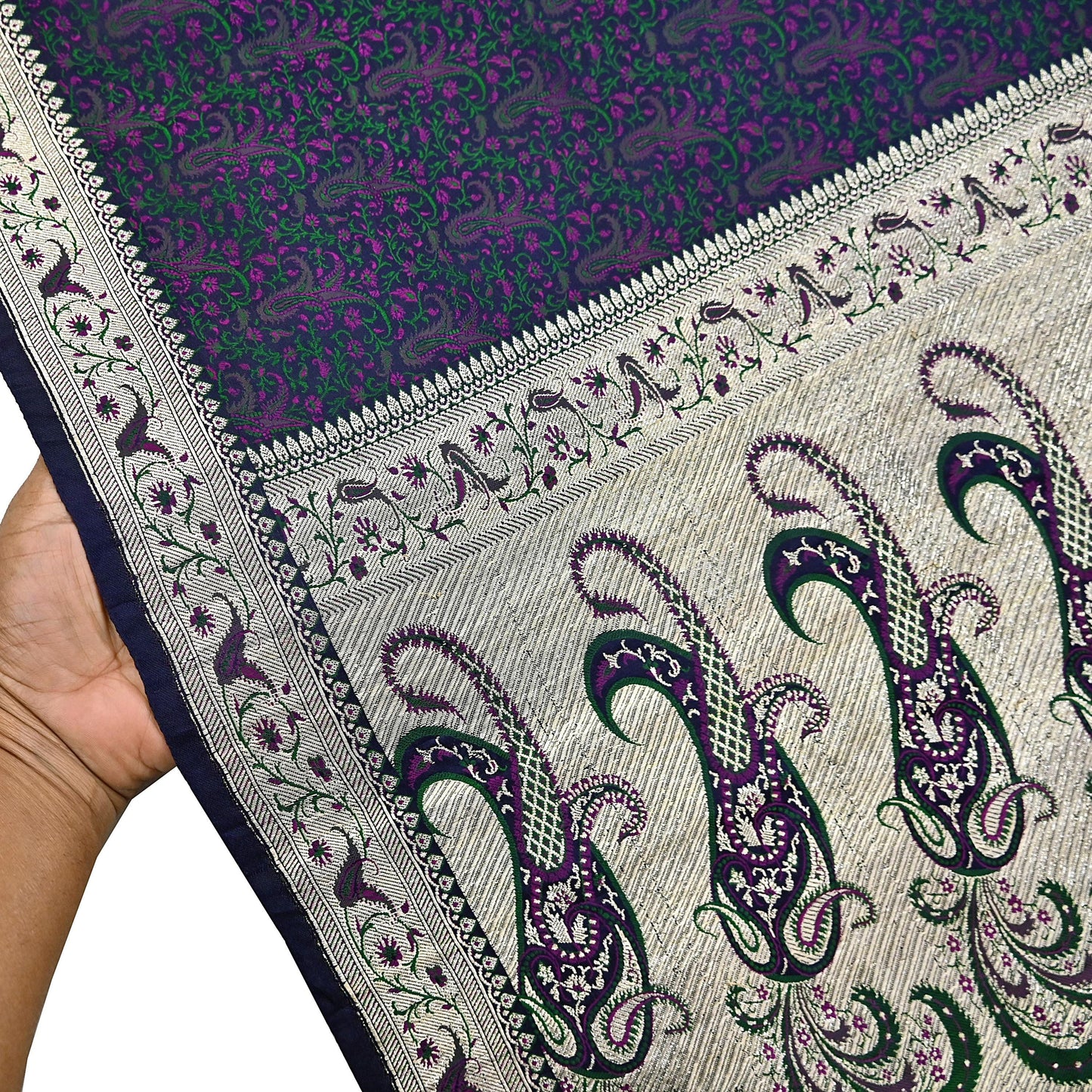 Indian Vintage Sari Blue Heavy Pure Satin Silk Woven Banarasi Tanchoi Sari Zari 5Yd Craft Fabric Dress making Ethnic Crafting Upcycle