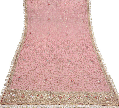 Indian Vintage Heavy Bridal Red Dupatta Net Mesh Long Stole Hand Embroidered Scarves Zardozi Dabka Zari Wedding dupatta veil hijab