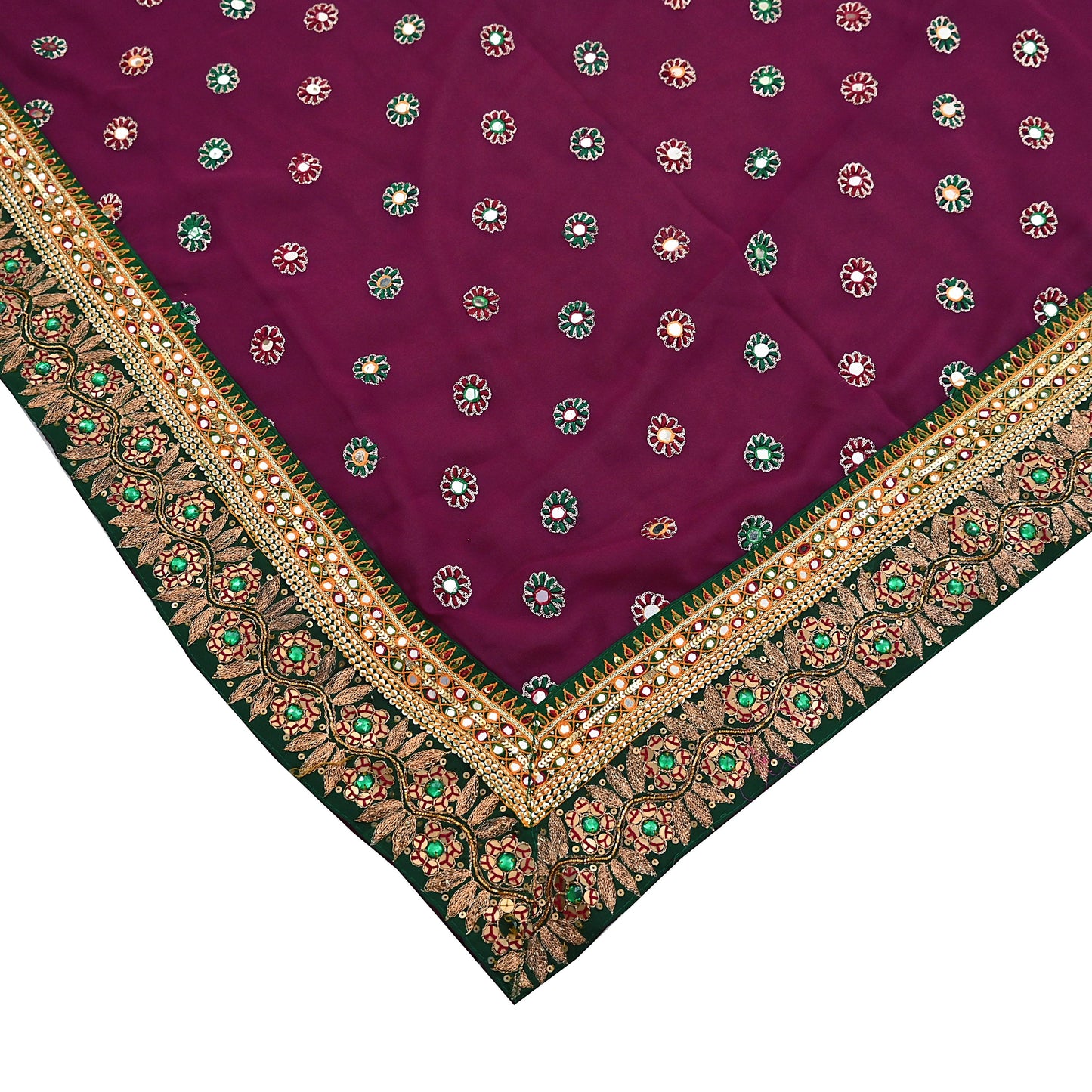 Indian Vintage Heavy Sari Maroon Pure Georgette Silk Hand Embroidered Sarees Craft Fabric 5Yd Sewing Ethnic Bollywood saree Dress making