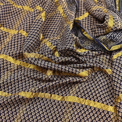 Indian Vintage Sari Beige & Black Printed Pure Cotton Sarees Craft Fabric 6Yd Soft Sewing Sarong Wrap Boho Quilting Dress making zari border