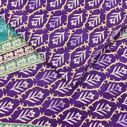 Indian Vintage Sari Purple Pure Cotton Printed Saree 5Yd Craft Fabric Sewing Sarong Wrap Boho Floral Quilting crafting dressmaking