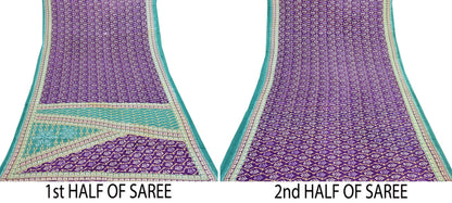 Indian Vintage Sari Purple Pure Cotton Printed Saree 5Yd Craft Fabric Sewing Sarong Wrap Boho Floral Quilting crafting dressmaking