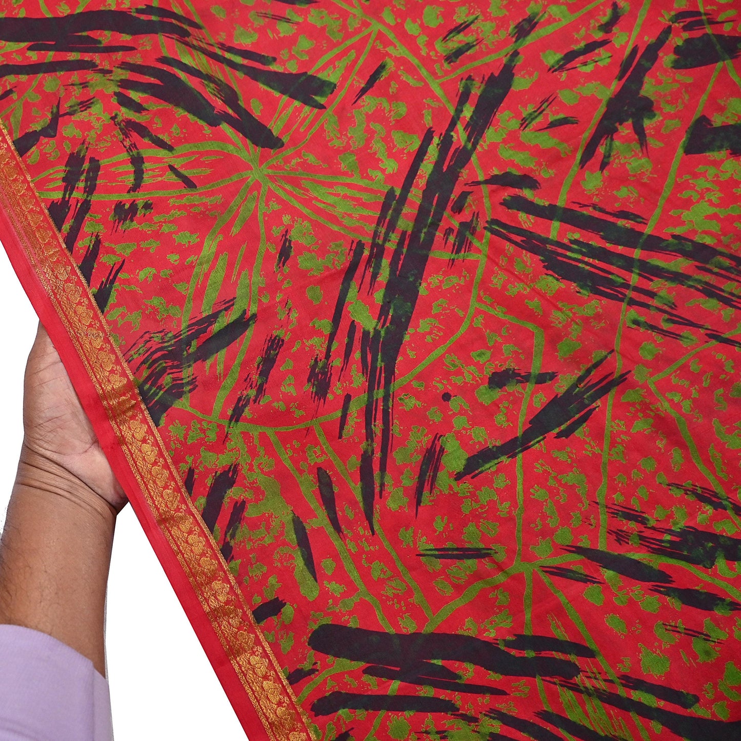 Indian Vintage Sari Red Printed Pure Silk Sarees 6yd Sewing Craft Fabric Soft Dress Making Upcycle Crafting Quilting Used Zari