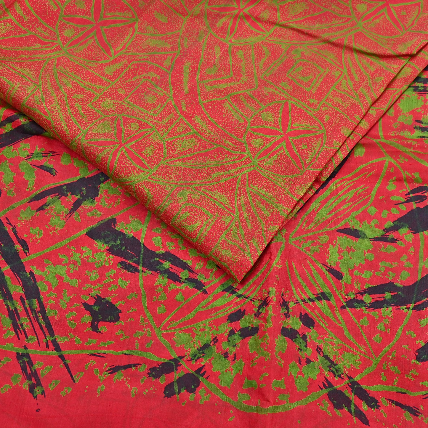 Indian Vintage Sari Red Printed Pure Silk Sarees 6yd Sewing Craft Fabric Soft Dress Making Upcycle Crafting Quilting Used Zari