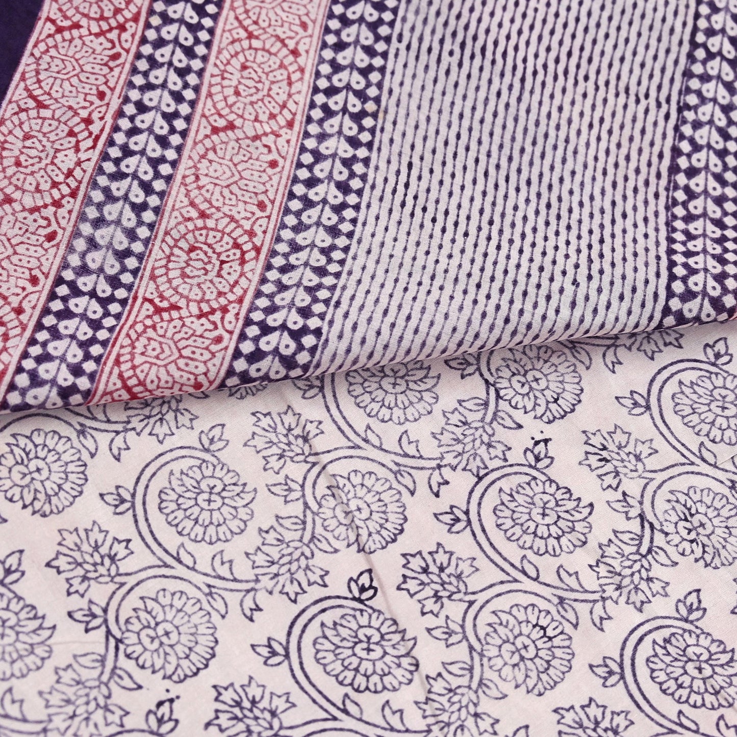 Indian Vintage Sari Cream & Black Pure Chanderi Cotton Hand Block Printed Sarees 5Yd Craft Fabric Soft Sewing Sarong Dress Making Quilting