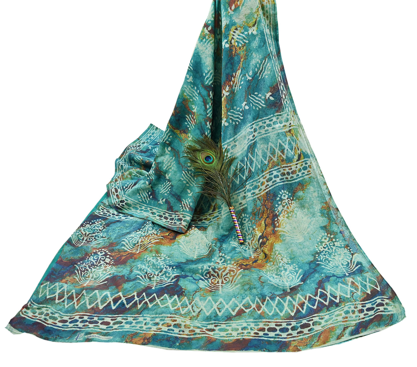 Indian Vintage Sari Green & Ivory Pure Chanderi Cotton Hand Block Printed Sarees 5Yd Craft Fabric Soft Sewing Sarong Dress Making Quilting