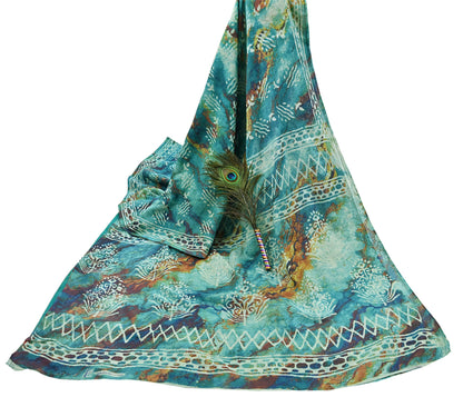 Indian Vintage Sari Green & Ivory Pure Chanderi Cotton Hand Block Printed Sarees 5Yd Craft Fabric Soft Sewing Sarong Dress Making Quilting