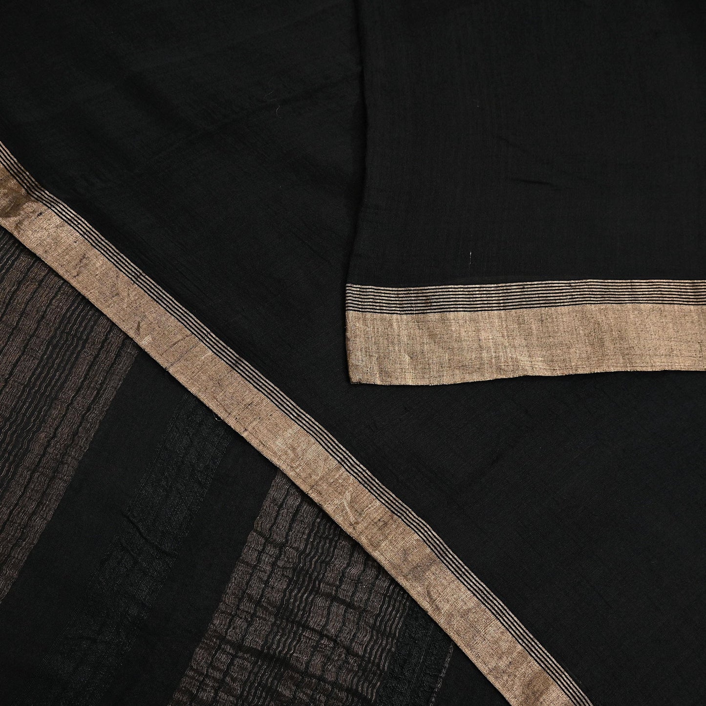 Indian Vintage Sari Black hand woven Sari Pure chanderi Silk Saree Craft Fabric 5Yd Floral Soft Zari Dress making For Crafting Quilting