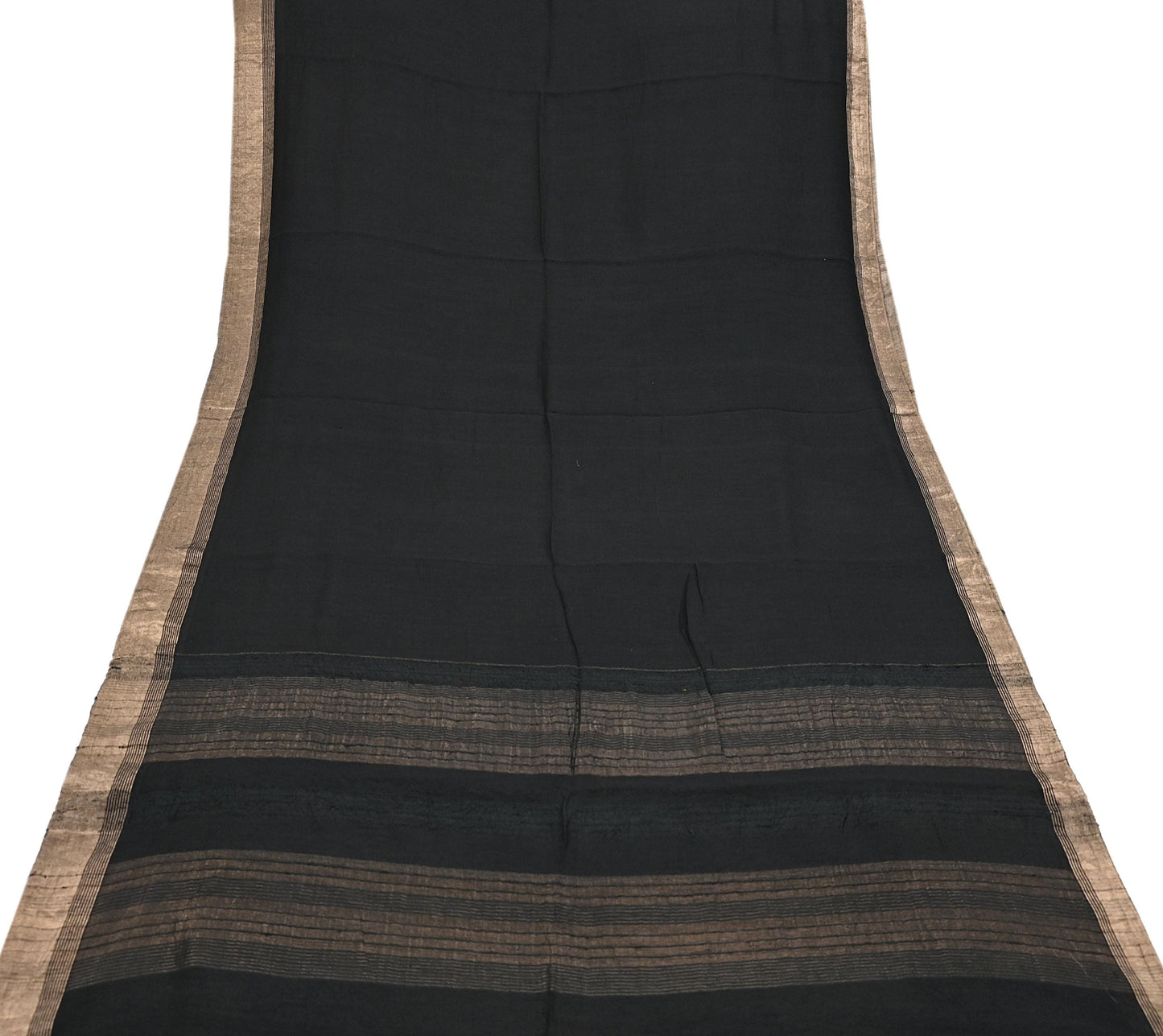 Indian Vintage Sari Black hand woven Sari Pure chanderi Silk Saree Craft Fabric 5Yd Floral Soft Zari Dress making For Crafting Quilting