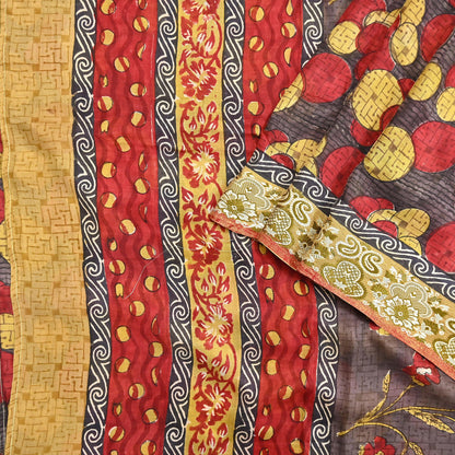 Indian Vintage Sari 100% Pure Silk Printed Sarees 5yd Sewing Craft Fabric Dress Making Soft Woven Border Upcycle Quilting