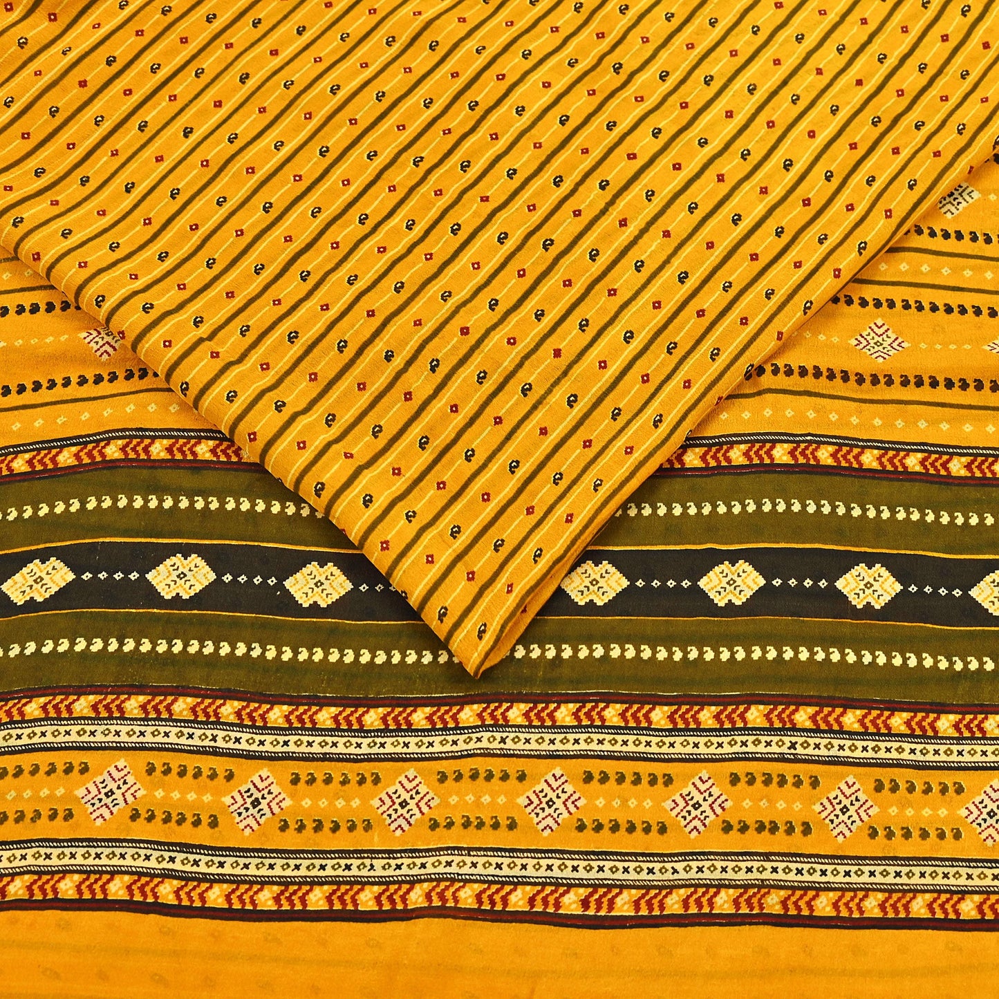 Indian Vintage Sari Yellow 100% Pure Silk Printed Sarees 6yd Sewing Craft Fabric Dress Making Soft Woven Border Upcycle Quilting