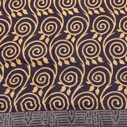 Indian Vintage Black & Beige Saree Pure Woolen Woven Printed Sari Warm Craft Fabric 6Yd Woven Border Dress making Crafting Dress Designing