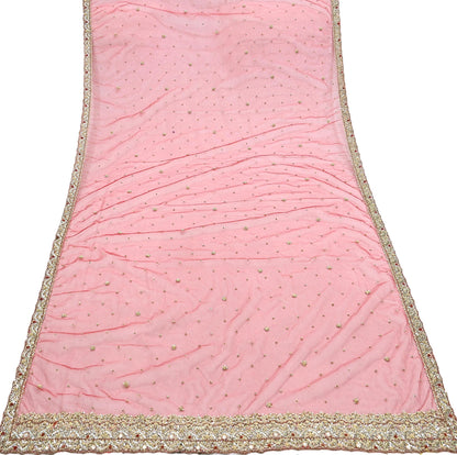 Indian Vintage Heavy Red Dupatta Net Mesh Long Stole Hand Embroidered Scarves Golden Zardozi Zari Sequins Stole