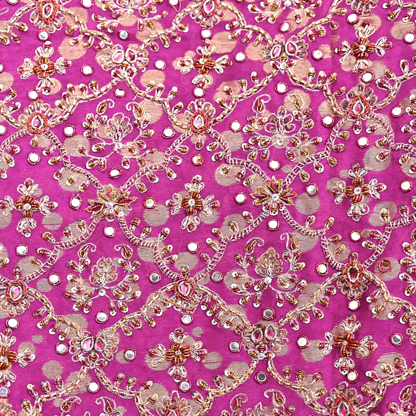 Indian Vintage Heavy Magenta Dupatta Pure Georgette Silk Long Stole Hand Embroidered Scarf Zardozi/Dabka