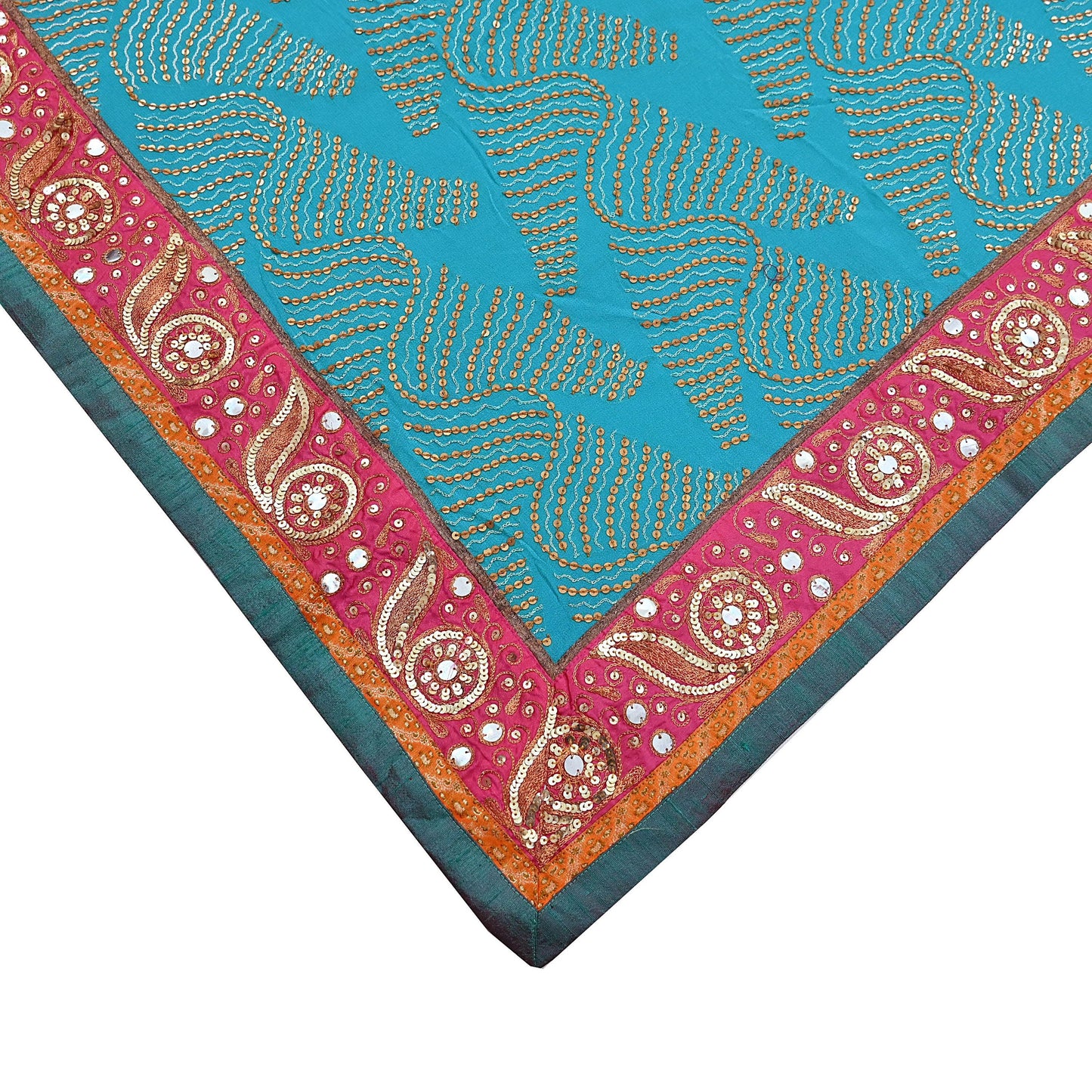 Indian Vintage Heavy Sari Blue Pure Georgette Silk Hand Embroidered Sarees Craft Fabric 6Yd Sewing Ethnic Bollywood saree Dress making