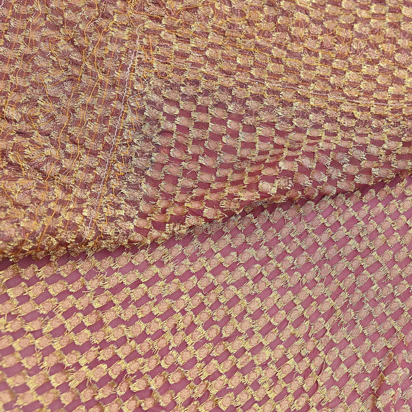 Indian Vintage Heavy Pink Saree Blend Georgette Hand Embroidered Sari Craft Fabric 6Yd Sewing Soft Ethnic Zari Dress Making wedding Sari