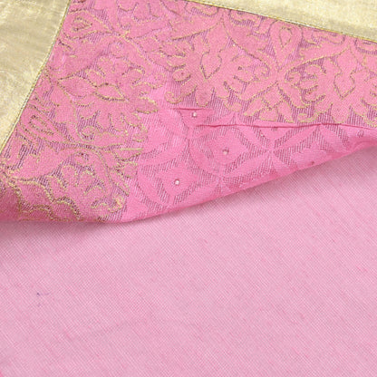Indian Vintage Sari Pink Organza hand Embroidered Saree Craft Fabric 5Yd Sewing Ethnic Bollywood sarees Dress making
