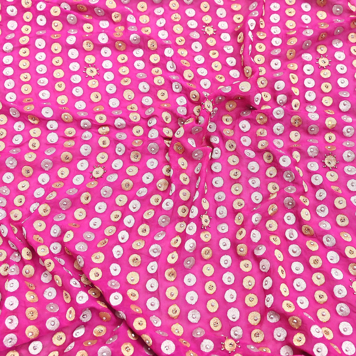 Indian Vintage Heavy Magenta Bridal Dupatta Pure Georgette Silk Hand Embroidered Zardozi, Dabka, Zari Work Party Wear Long Stole