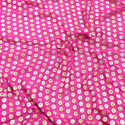 Indian Vintage Heavy Magenta Bridal Dupatta Pure Georgette Silk Hand Embroidered Zardozi, Dabka, Zari Work Party Wear Long Stole
