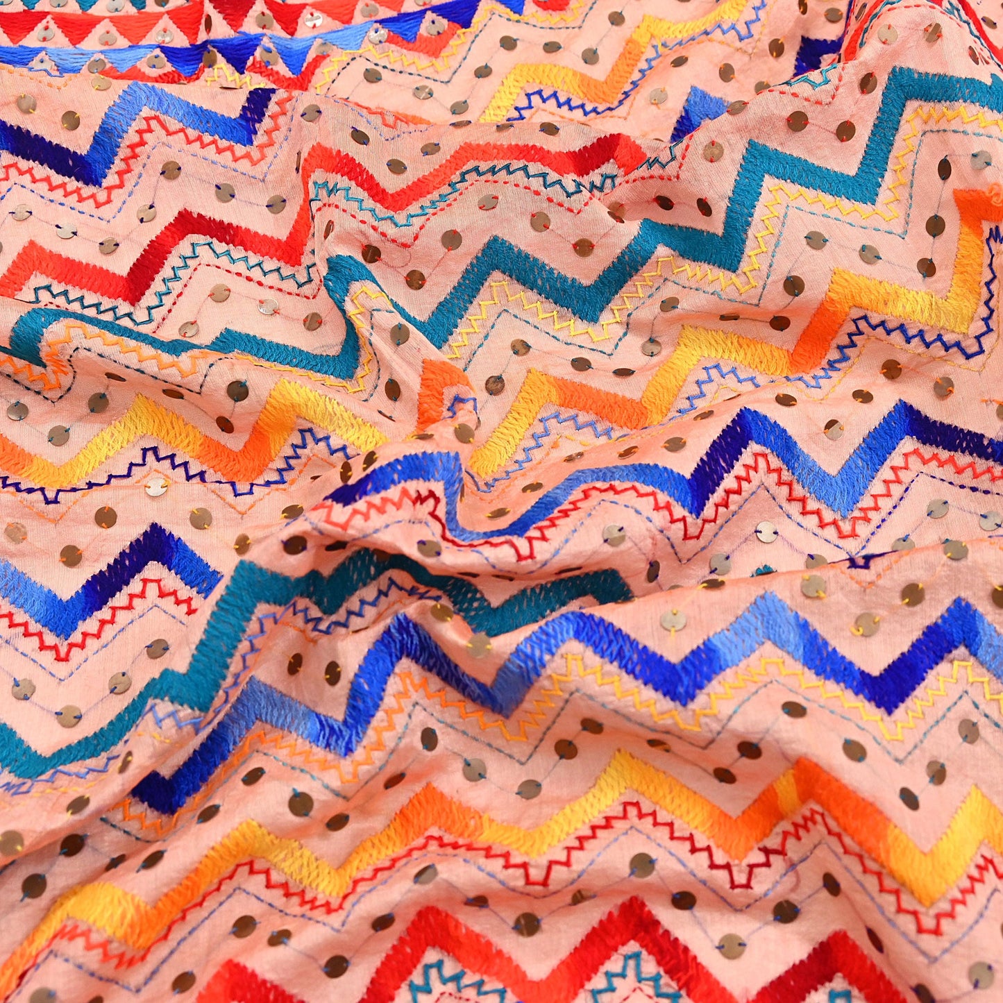 Indian Vintage Dupatta Peach Long Stole Chanderi Hand Embroidered Bagh Phulkari Stole Scarves Party wear Veil Hijab Wrap Scarf
