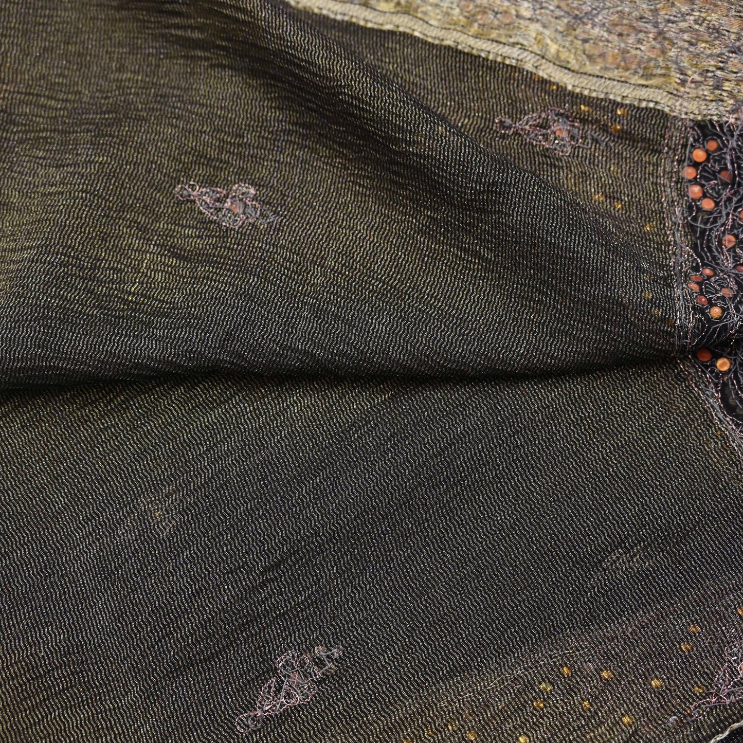 Indian Vintage Black Dupatta Pure Georgette silk Long Stole Hand Embroidered Scarves Stole Veil Wrap Sequins