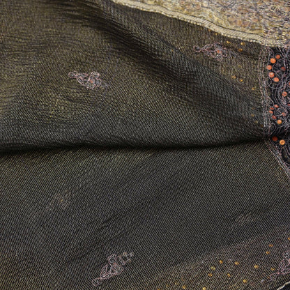 Indian Vintage Black Dupatta Pure Georgette silk Long Stole Hand Embroidered Scarves Stole Veil Wrap Sequins