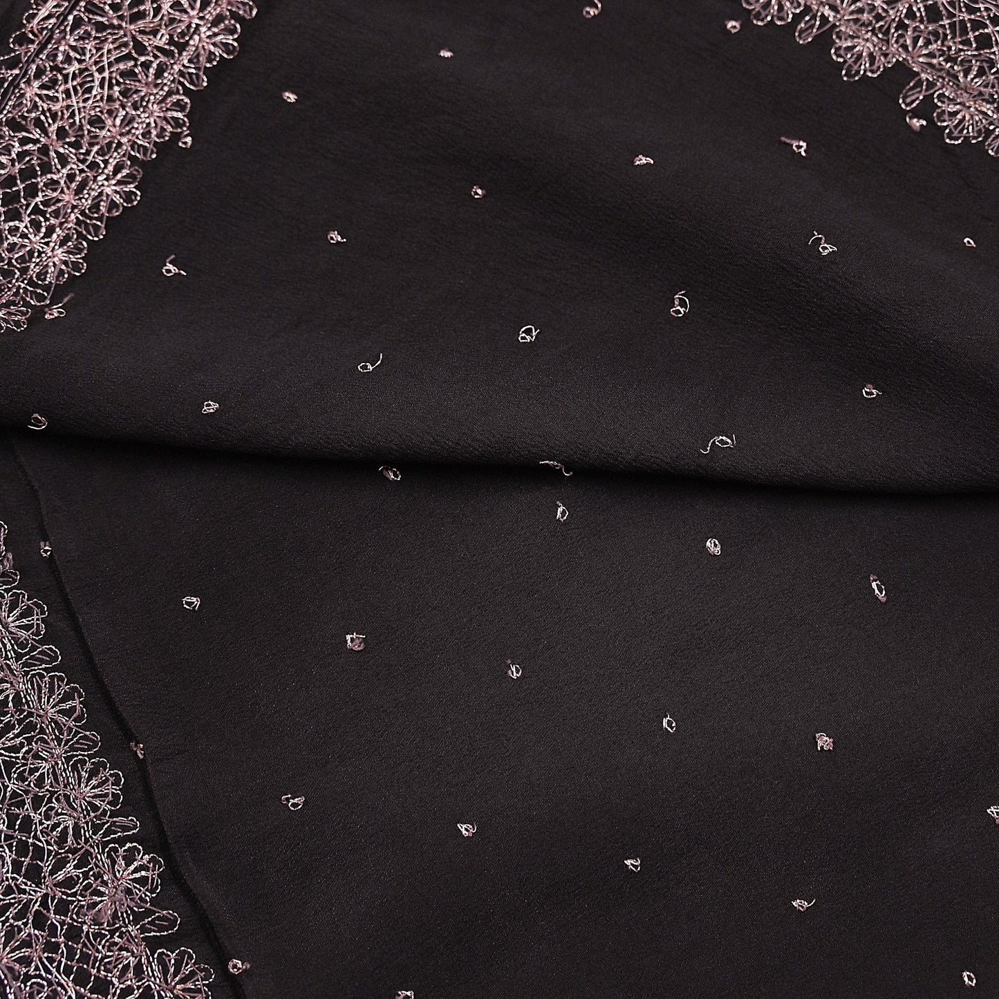 Indian Vintage Black Dupatta Long Stole Pure Crepe Silk Hand Embroidered Scarves Veil Scarf Wrap Hippie Boho Zardozi/ Dabka