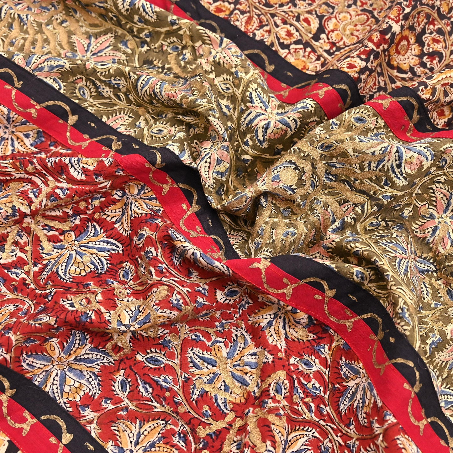 Indian Vintage Multi Dupatta Long Stole Block Print Pure Cotton Indian Scarves Scarf Veil Wrap Boho Soft Golden painted