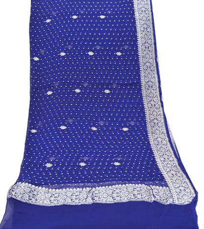 Indian Vintage Blue Dupatta Long Stole Pure Georgette Silk Hand Woven Scarves Veil Scarf Wrap Hippie Boho Soft