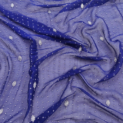 Indian Vintage Blue Dupatta Long Stole Pure Georgette Silk Hand Woven Scarves Veil Scarf Wrap Hippie Boho Soft