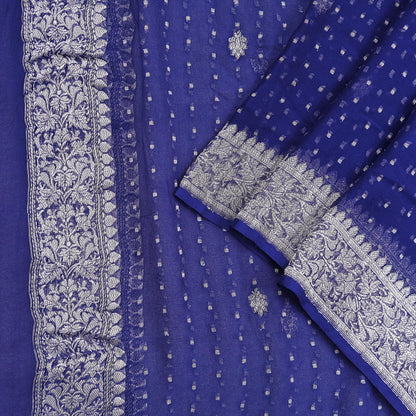 Indian Vintage Blue Dupatta Long Stole Pure Georgette Silk Hand Woven Scarves Veil Scarf Wrap Hippie Boho Soft