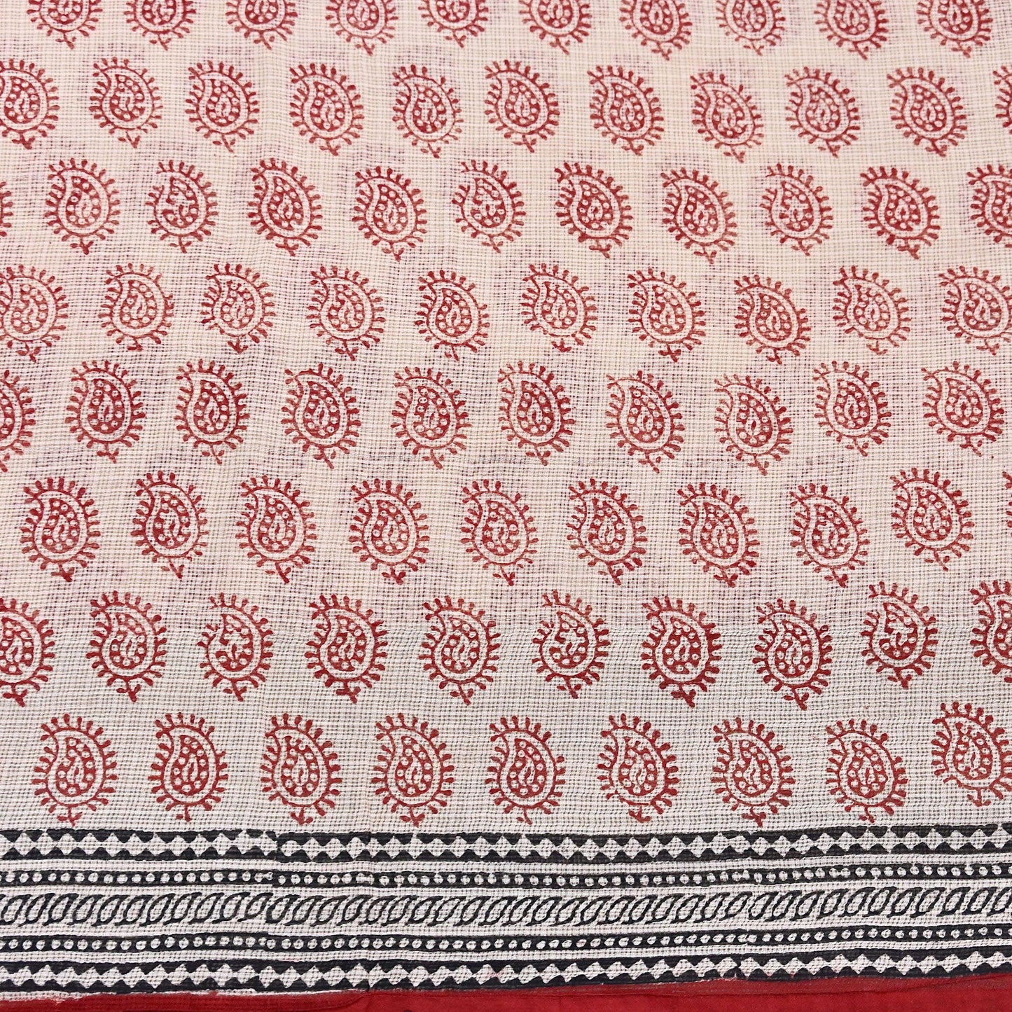 Indian Vintage Red & Beige Sarees Pure Cotton Block Printed Sari 5yd Sewing Craft Fabric DressMaking Soft Crafting Quilting Upcycle