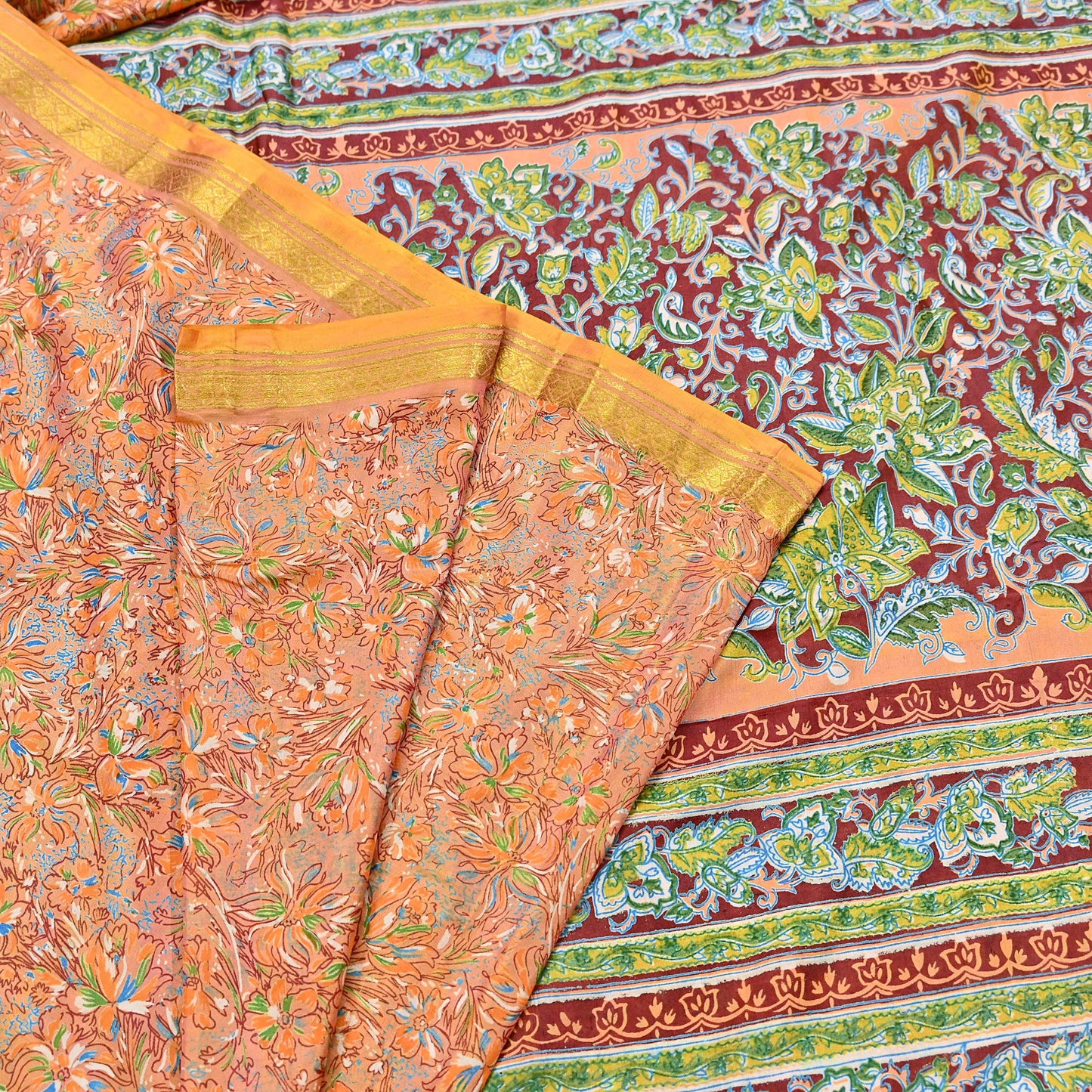 Indian Vintage Sari Printed Pure Silk Sarees 5yd Sewing Craft Fabric Soft Dress Making Upcycle Crafting Quilting Used Zari