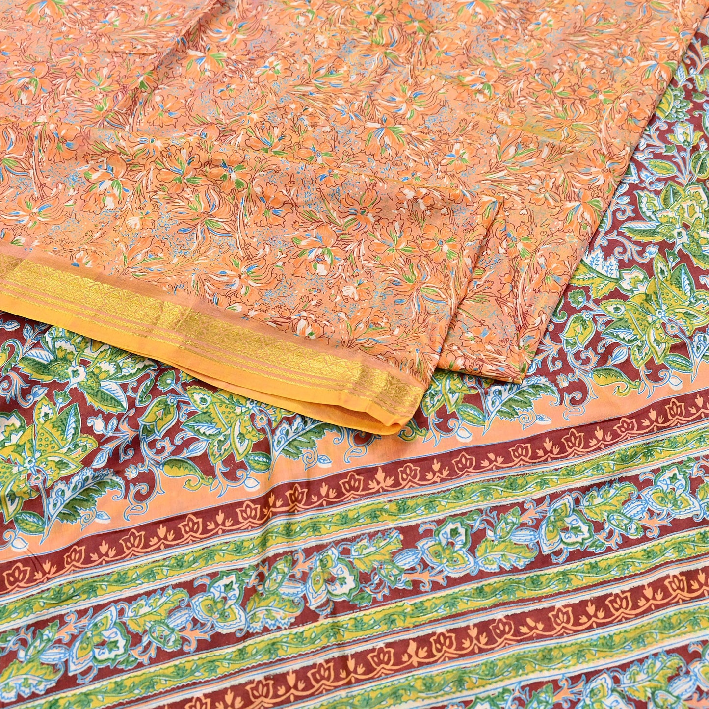 Indian Vintage Sari Printed Pure Silk Sarees 5yd Sewing Craft Fabric Soft Dress Making Upcycle Crafting Quilting Used Zari