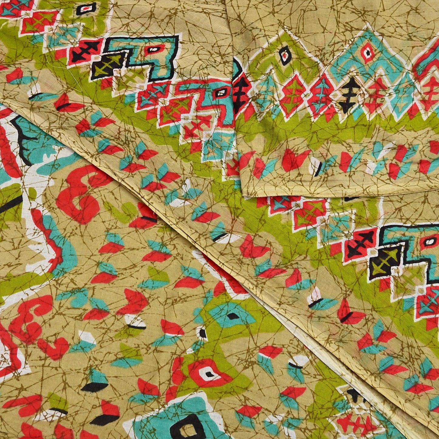 Indian Vintage Sari Green Batik Printed Pure Cotton Saree Craft Fabric 5Yd Sewing Soft Sarong Wrap Boho Dress Making Quilting