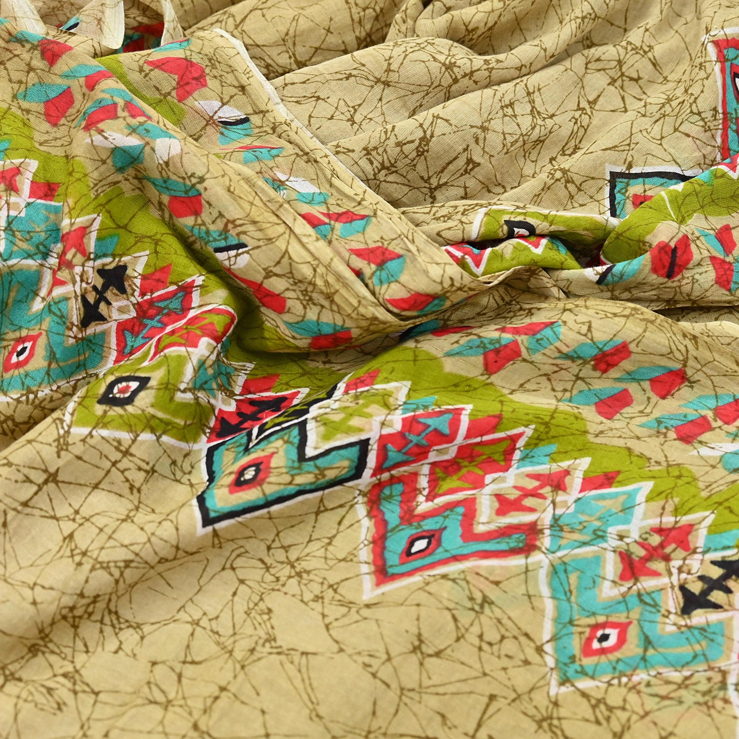 Indian Vintage Sari Green Batik Printed Pure Cotton Saree Craft Fabric 5Yd Sewing Soft Sarong Wrap Boho Dress Making Quilting