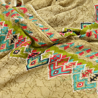 Indian Vintage Sari Green Batik Printed Pure Cotton Saree Craft Fabric 5Yd Sewing Soft Sarong Wrap Boho Dress Making Quilting