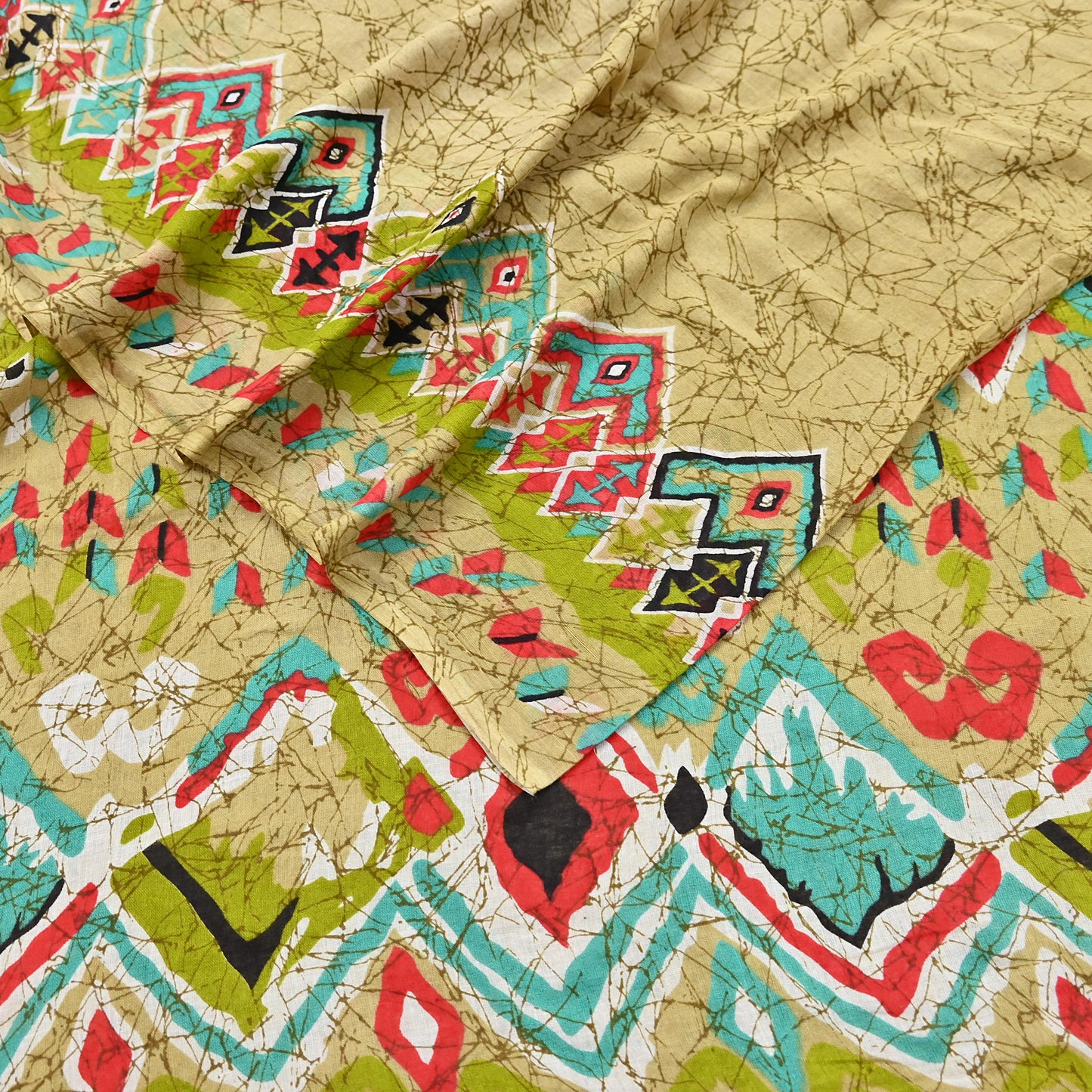 Indian Vintage Sari Green Batik Printed Pure Cotton Saree Craft Fabric 5Yd Sewing Soft Sarong Wrap Boho Dress Making Quilting