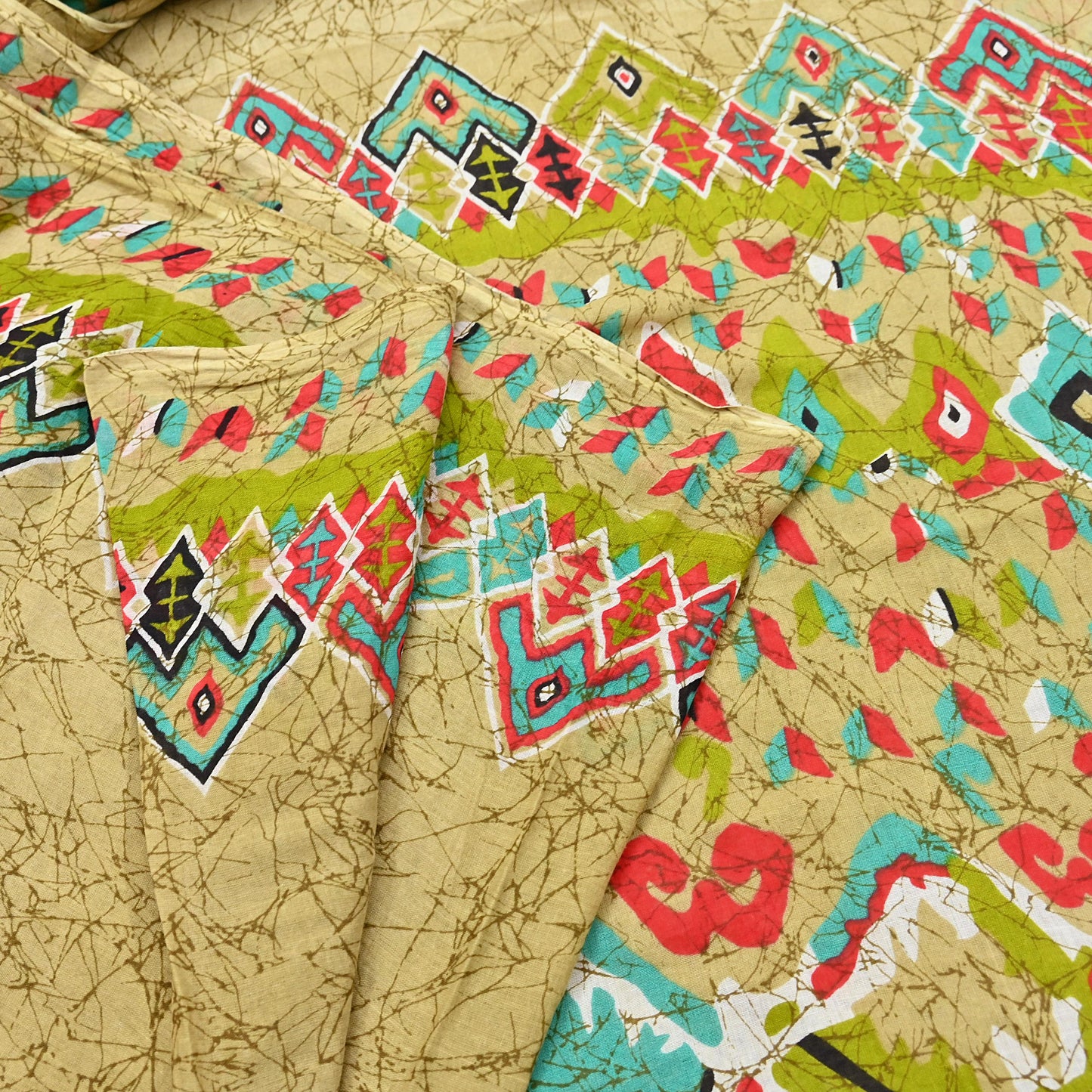 Indian Vintage Sari Green Batik Printed Pure Cotton Saree Craft Fabric 5Yd Sewing Soft Sarong Wrap Boho Dress Making Quilting