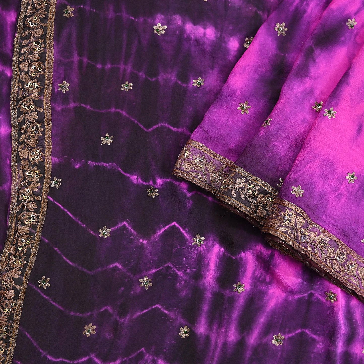 Indian Vintage Sari Pure Crepe Silk Hand Embroidered Sarees 5yd Sewing Craft Fabric Ethnic Wrap Upcycle Quilting Crafting Dress Making