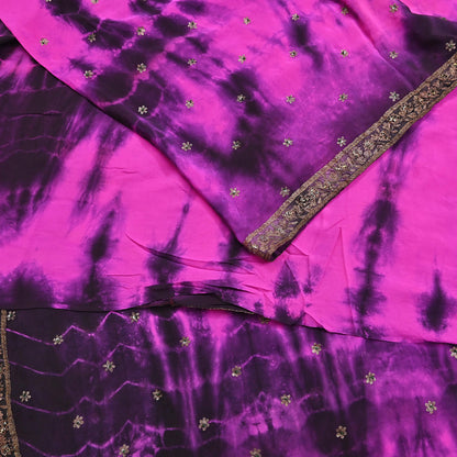 Indian Vintage Sari Pure Crepe Silk Hand Embroidered Sarees 5yd Sewing Craft Fabric Ethnic Wrap Upcycle Quilting Crafting Dress Making