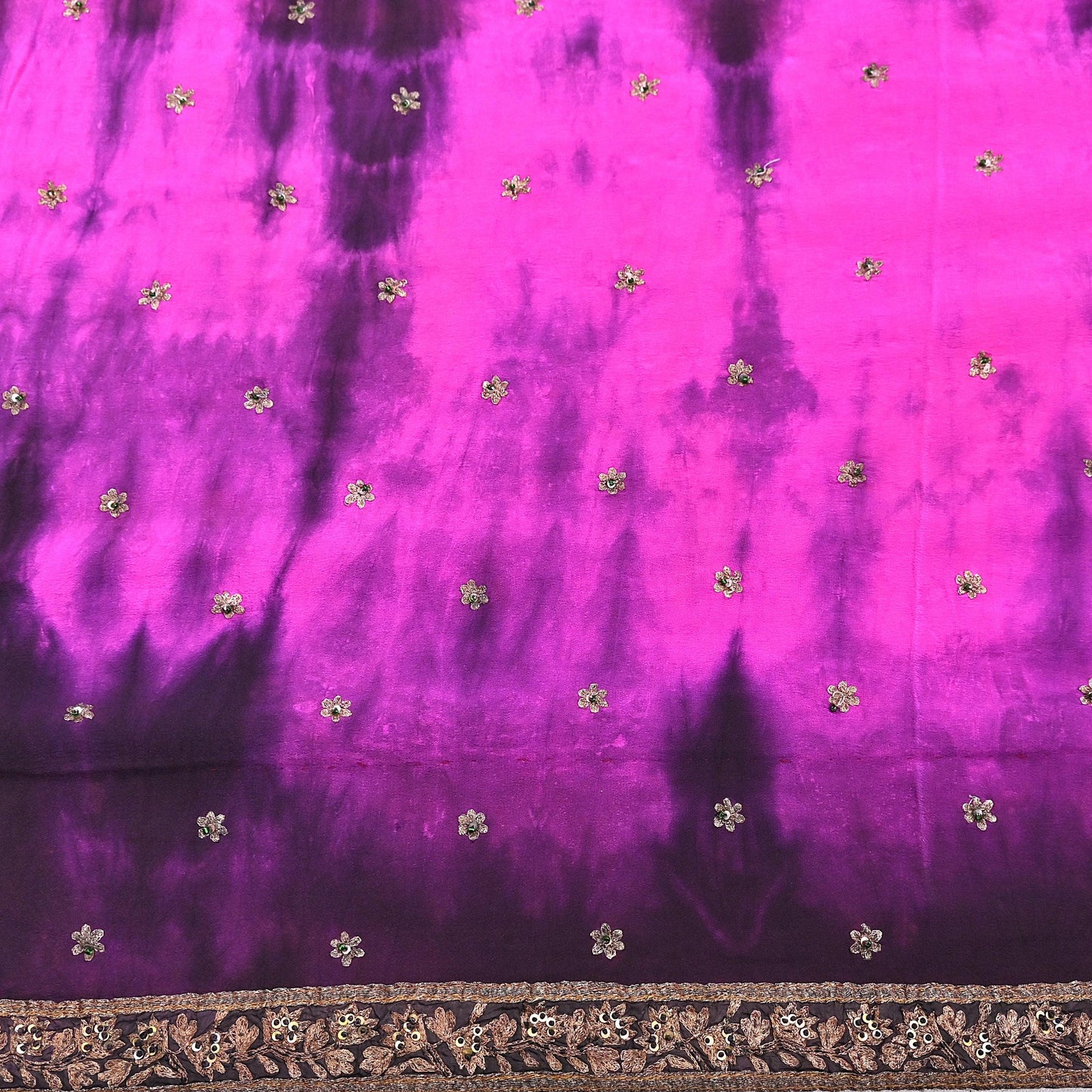 Indian Vintage Sari Pure Crepe Silk Hand Embroidered Sarees 5yd Sewing Craft Fabric Ethnic Wrap Upcycle Quilting Crafting Dress Making