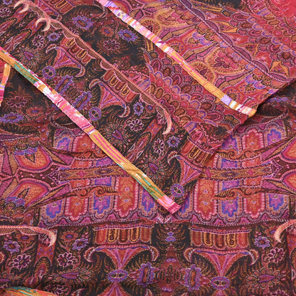 Women Vintage Sari Red Pure Georgette Silk Digital Printed Saree Craft Fabric Sewing 5Yd Dress Making Floral Crafting Quilting