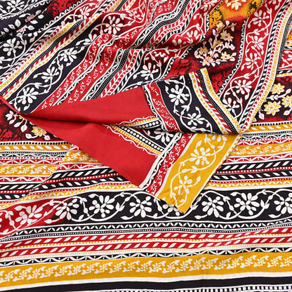 Indian Vintage Sari Yellow 100% Pure Silk Printed Sarees 5yd Sewing Craft Fabric Dress Making Soft Woven Border Upcycle Quilting