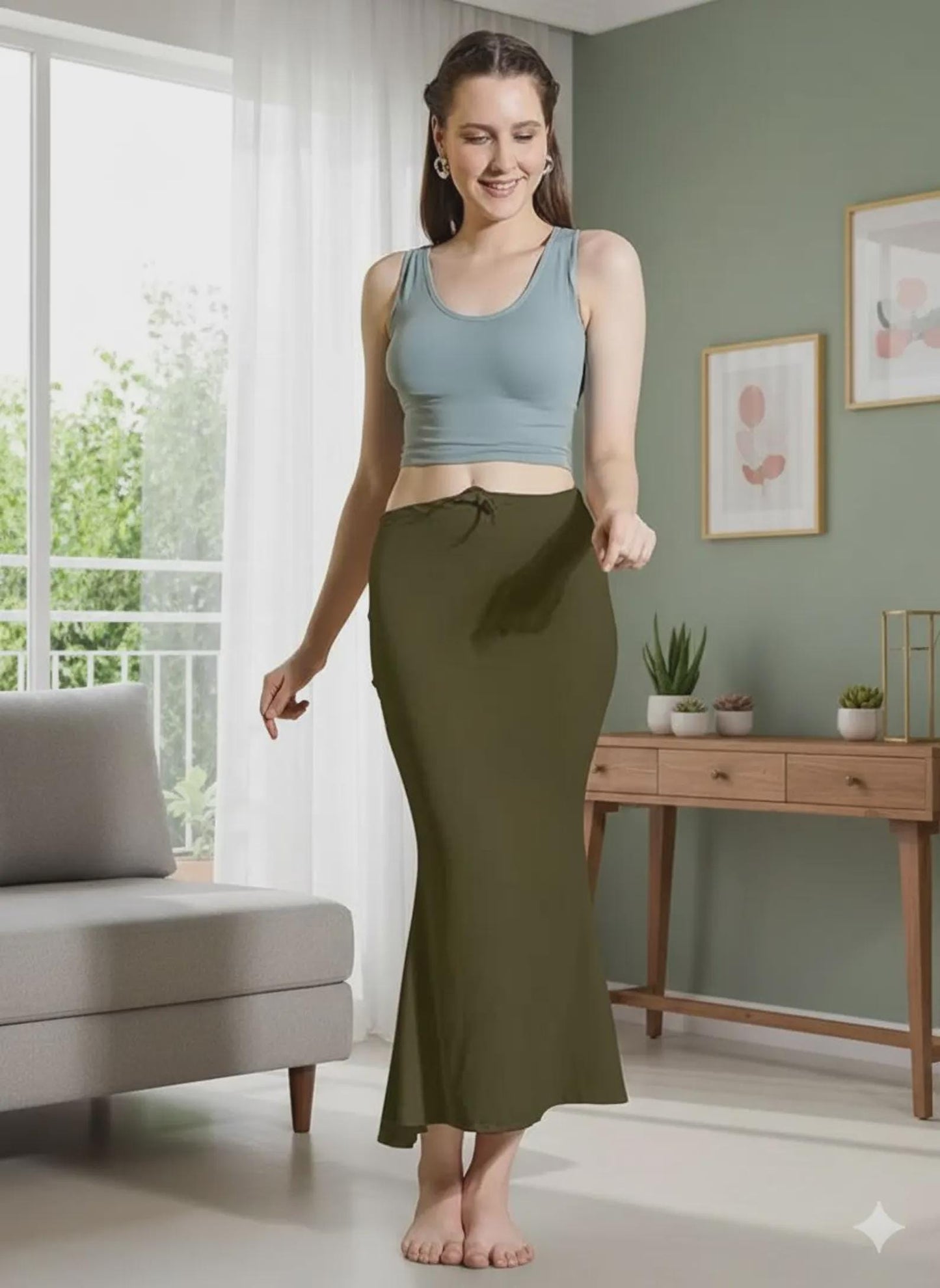 Saree Petticoat: Stretchable Cotton-Blend Shapewear Skirt