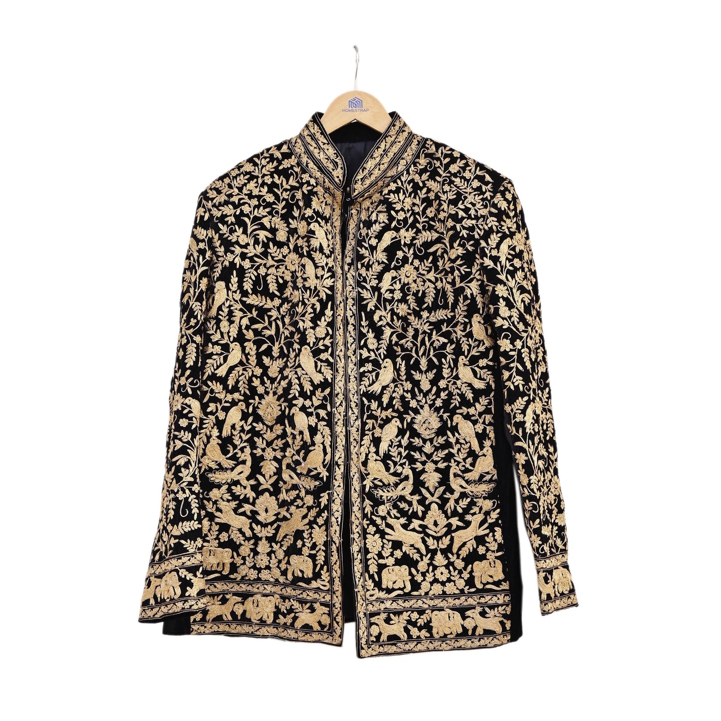 Indian Black Velvet Bandhgala Coat Mens Royal Embroidered Wedding Jacket Designer Evening Blazer Groom Outfit Vintage