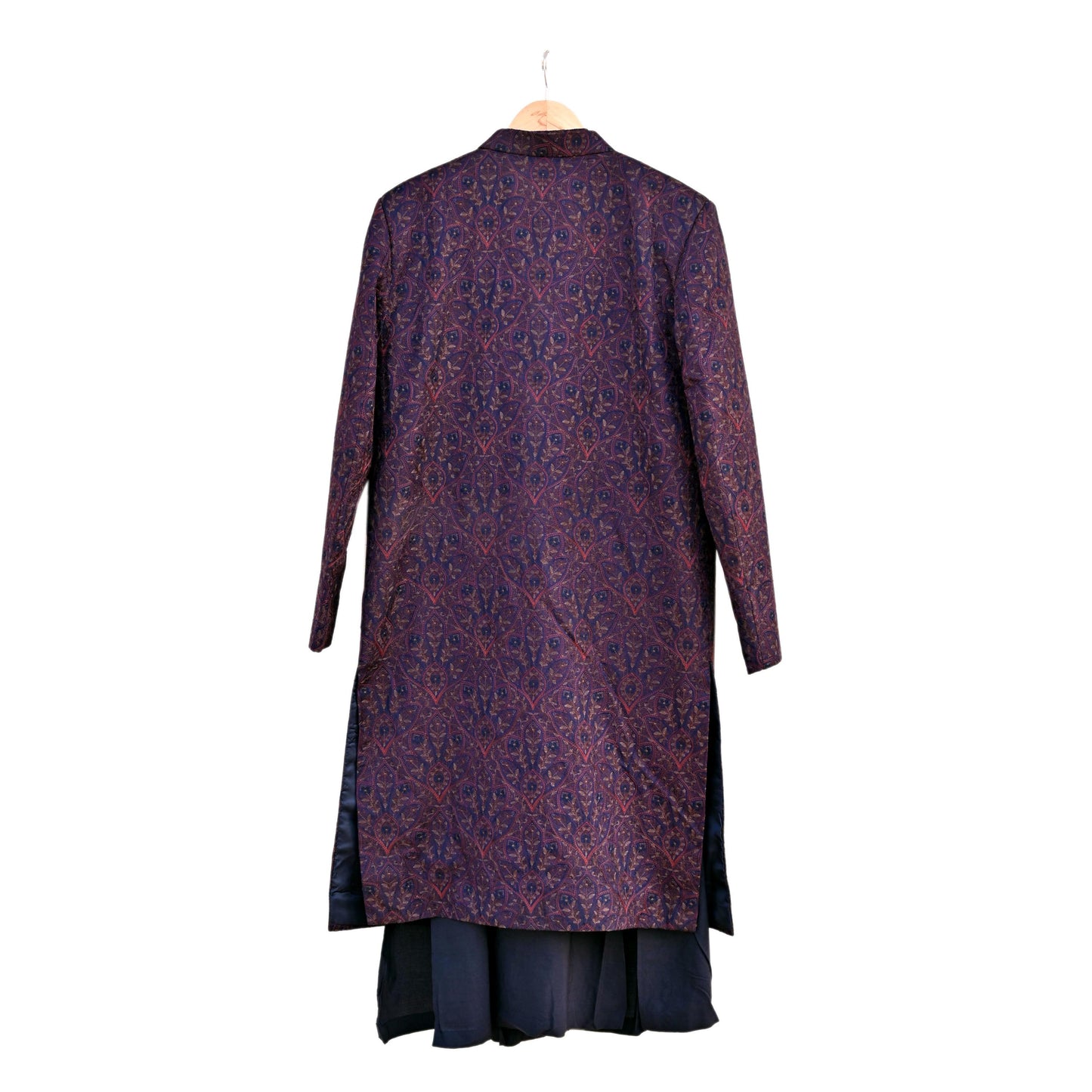 Vintage Blue Raw Silk Hand Embroidered Mens Sherwani Wedding Coat Indian Groom Outfit Bandhgala