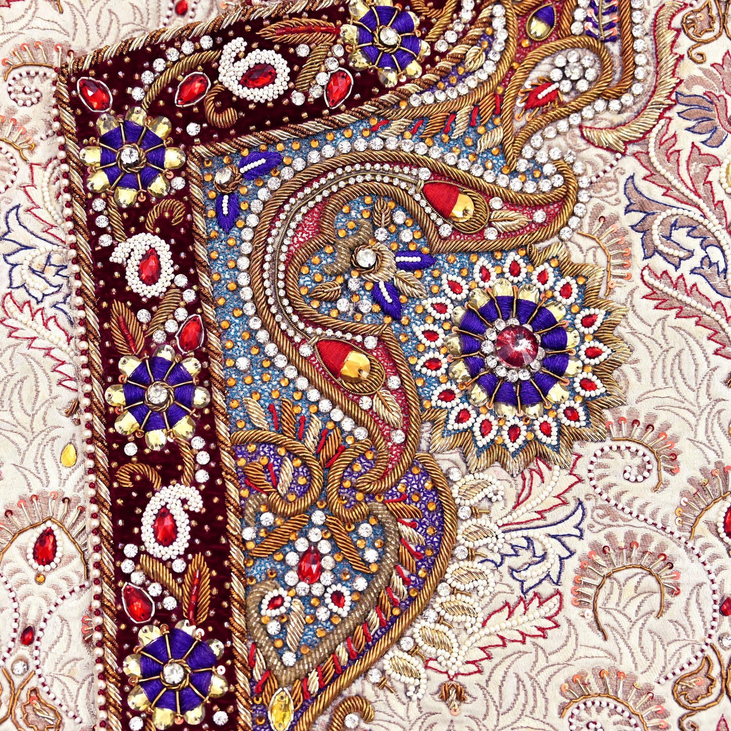 Vintage Ivory Satin Silk Sherwani Hand Embroidered Zardozi Mens Wedding Coat Indian Groom Outfit Bandhgala Royal Wear