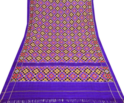 Indian Antique Vintage Blue Sari Hand Woven Double Ikat Patan Patola Sarees 100% Pure Silk Craft Fabric 5Yd Dress Making Sewing For wearing
