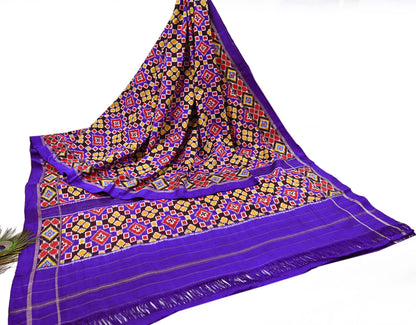 Indian Antique Vintage Blue Sari Hand Woven Double Ikat Patan Patola Sarees 100% Pure Silk Craft Fabric 5Yd Dress Making Sewing For wearing